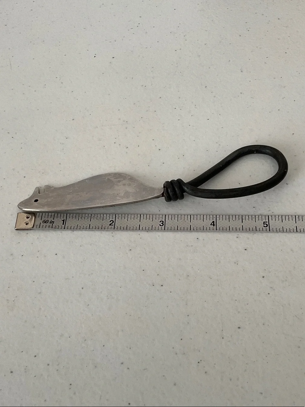 Mouse Cheese Tong Knife and Spreader with Black Loop Handle